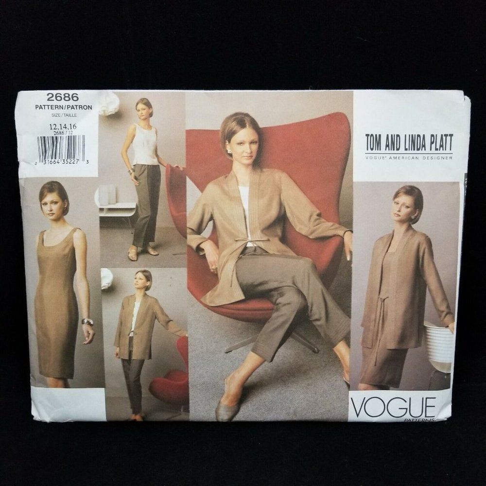 Vogue 2686 Tom & Linda Platt Designer Pattern Jacket Dress Top Pants Size 12-16